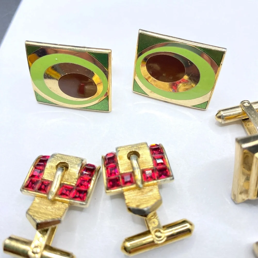 Gold Tone Cuff Links Bundle Of 4 Pairs Vintage Men's Unisex